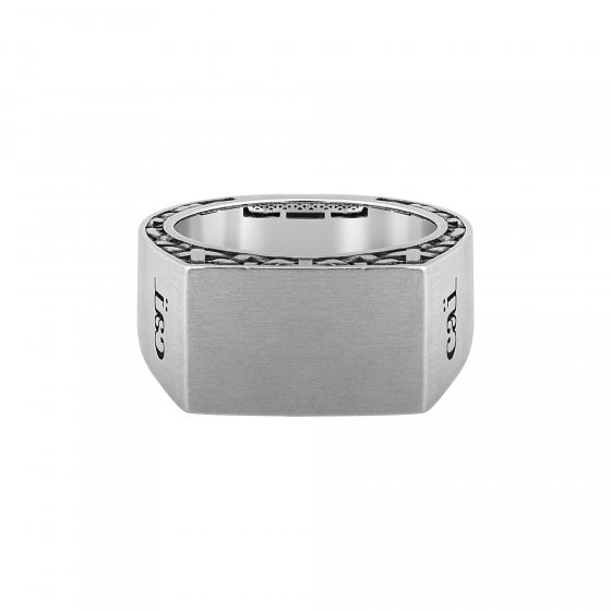 Ring 925/- Sterling Silber Siegelring mattiert oxidiert Flechtoptik 