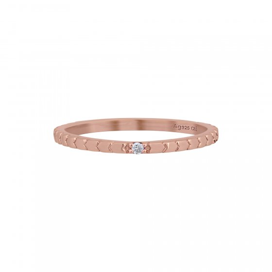 Ring 925/- Sterling Silber rosévergoldet Herzen Zirkonia Stacking 