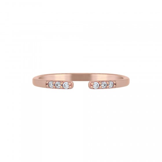 Ring 925/- Sterling Silber rosévergoldet offen Zirkonia Stacking 