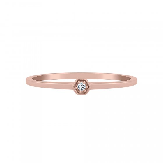 Ring 925 Sterling Silber vergoldet rot Hexagon Zirkonia Stacking 