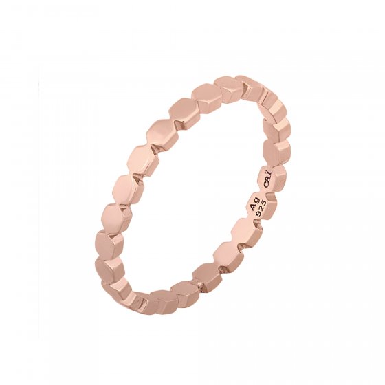 Ring 925/- Sterling Silber rosévergoldet Hexagon  Stacking 