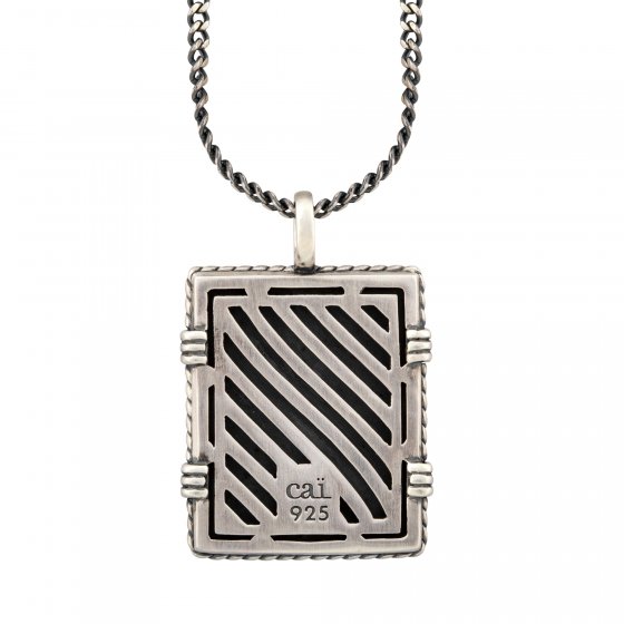 Anhänger mit Kette 925/- Silber matt oxidiert Sailor Wappen 