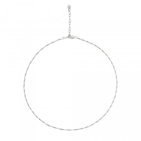 Collier 925/- Sterling Silber Schlangenkette vierseitig diamantiert gedreht  rhodiniert 