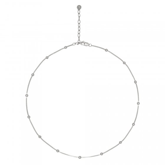Collier 925/- Sterling Silber Schlangenkette vierseitig diamantiert mit Kugeln rhodiniert 