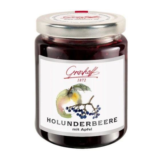 Grashoff Holunderbeere mit Apfel Konfitüre Extra 250g 3er Pack 