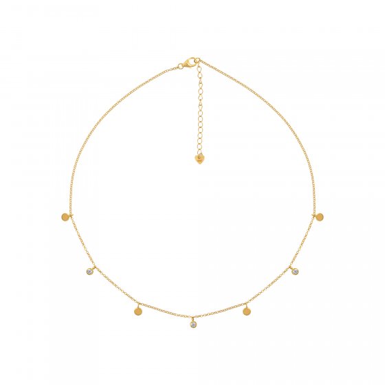 Collier 925/- Sterling Silber vergoldet Anhänger Plättchen Zirkonia 