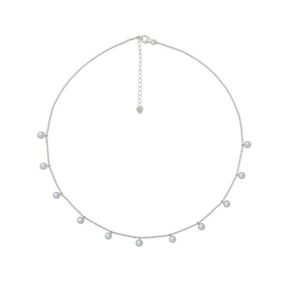 Collier 925/- Sterling Silber rhodiniert Anhänger rund Zirkonia 