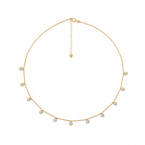 Collier 925/- Sterling Silber vergoldet Anhänger rund Zirkonia 