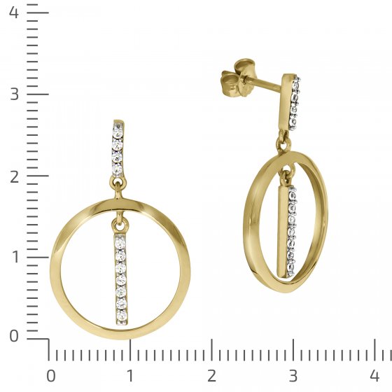 Ohrring 375/- Gelbgold 2farbig Zirkonia 