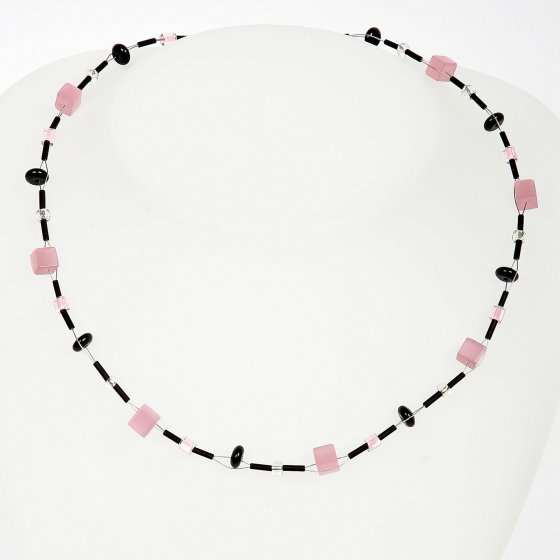 Collierkette Edelstahl Onyx Acryl Kristall 