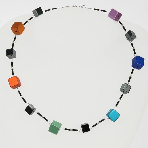 Collierkette Edelstahl Aluminium Hämitit Kristall mehrfarbig 