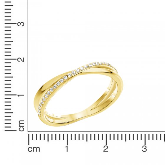 Ring Silber 925 vergoldet mit weißen Zirkonia-Steinen 