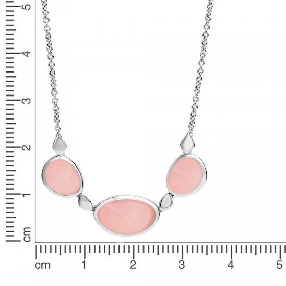 Halskette Silber 925 rhodiniert 42+3cm mit echtem Rosenquarz 