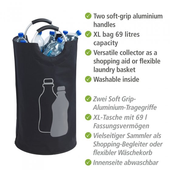 Flaschensammler Mod. Jumbo Schwarz, Multifunktionstasche, 69 l 