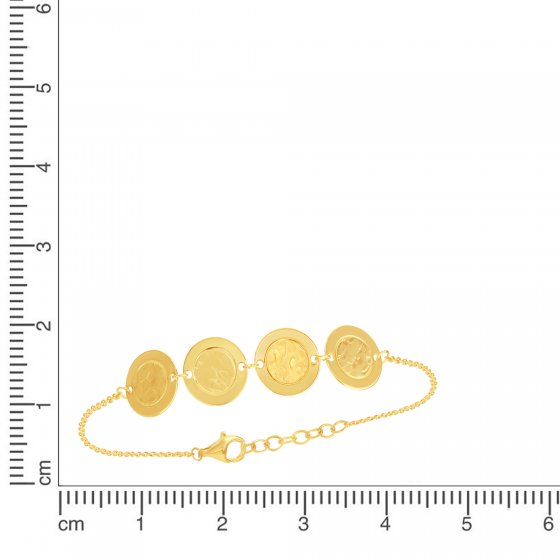 Armband 925 Silber mit strukturierten Plättchen vergoldet 