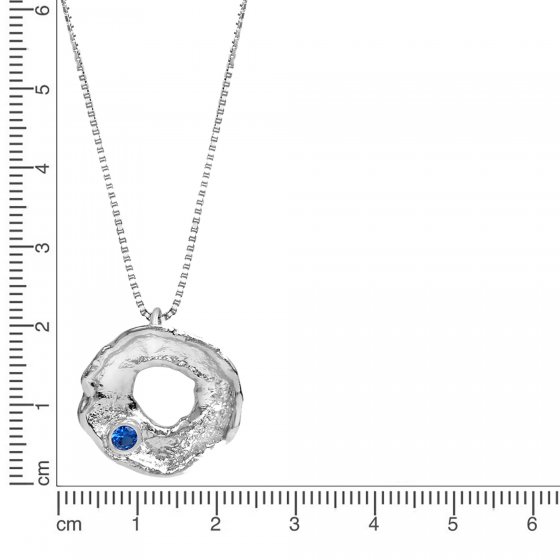 Anhänger mit Kette 925 Silber rhodiniert mit blauen Spinell 