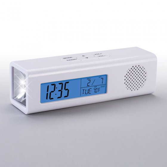 Der Multifunktions-Radiowecker mit integrierter Taschenlampe 