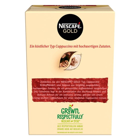 Nescafe Cappuccino Entkoffeiniert Löslicher Kaffee 10 x 12.5 g 