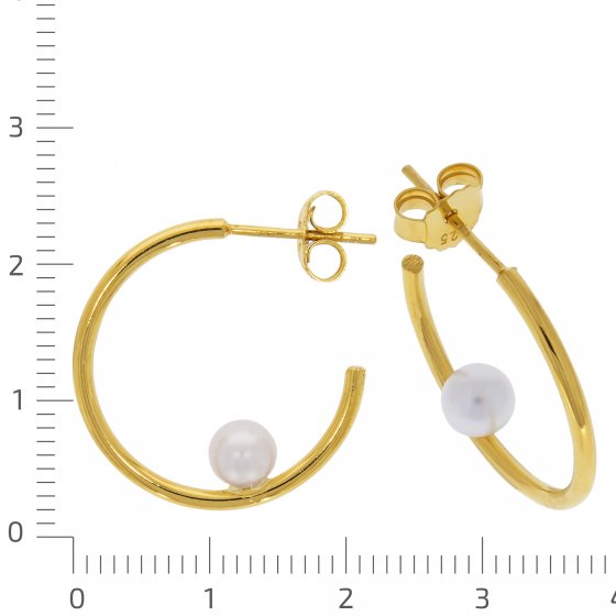 Creolen Silber 925 vergoldet Perle weiß 