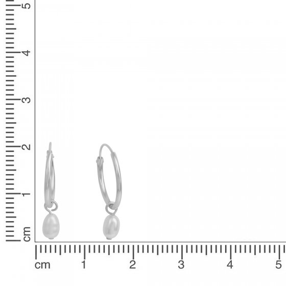 Creolen 925 Silber rhodiniert Perle weiß 