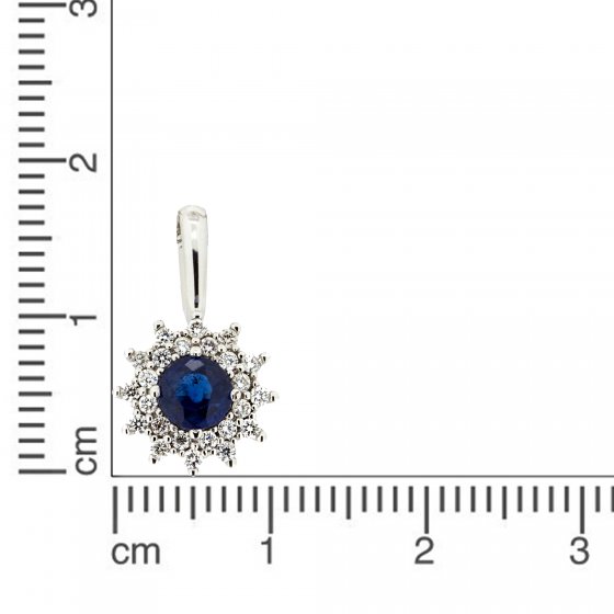 Anhänger 585 Gold mit 24x Brillant zus. 0,18ct. + Safir blau 0,42ct. 