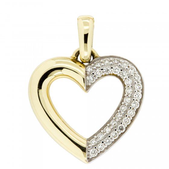 Anhänger Gold 585 Herz mit 31x Brillant zus. 0,25ct. 