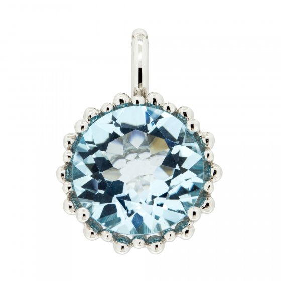 Anhänger 585 Gold mit Topas blau (beh.) 11,5mm rund 