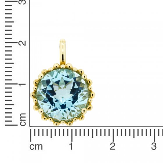 Anhänger 585 Gold mit Topas blau (beh.) 11,5mm rund 