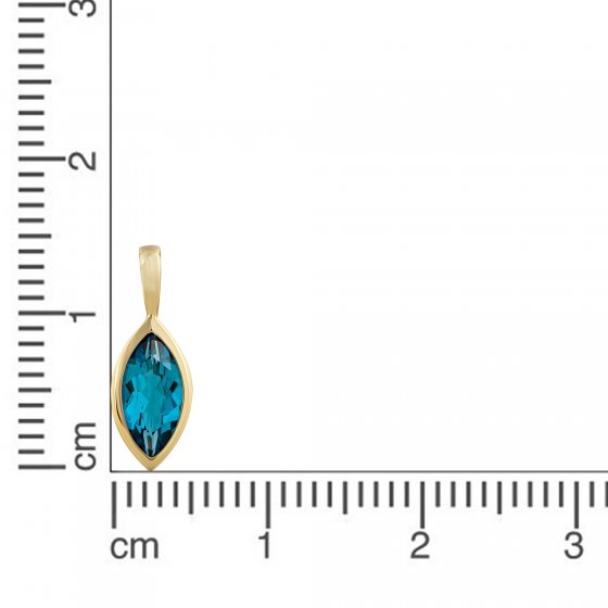 Anhänger 585 Gold mit Blautopas (beh.) Navette-Schliff 