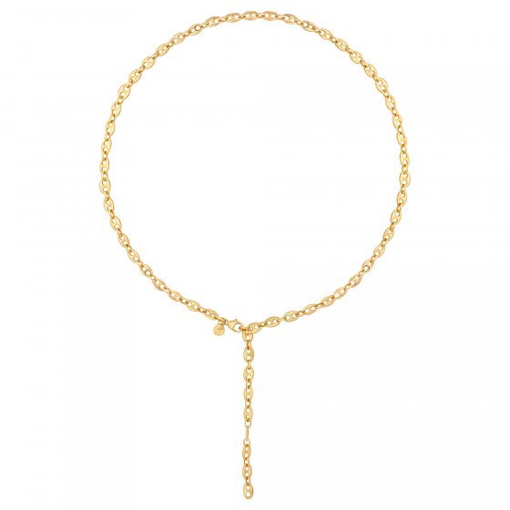 Collier 925 Silber vergoldet Kette Y-Kette Kaffeebohnenkette 