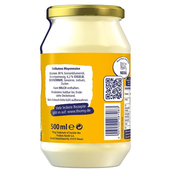 Thomy Delikatess Mayonnaise cremig würzig im Geschmack 500ml 