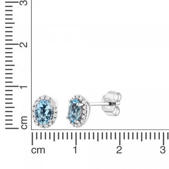 Ohrstecker Weißgold 585 mit echtem Aquamarin und 36 Diamanten zus. 0,14ct. 
