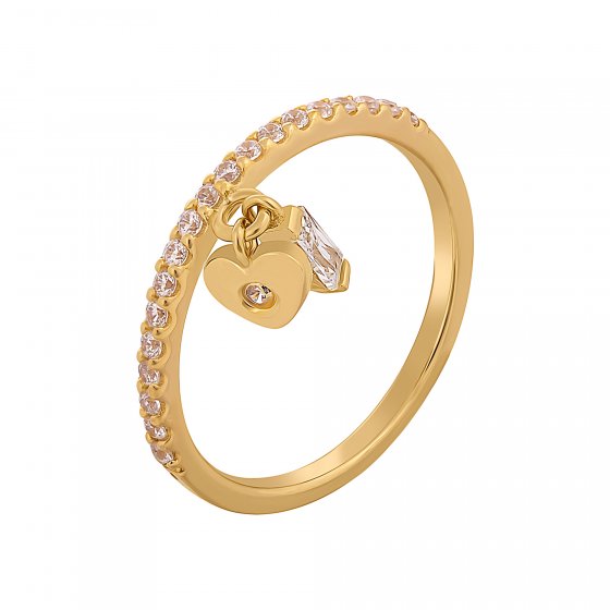 Ring 925 Silber vergoldet mit Anhängern Herz Zirkonia 