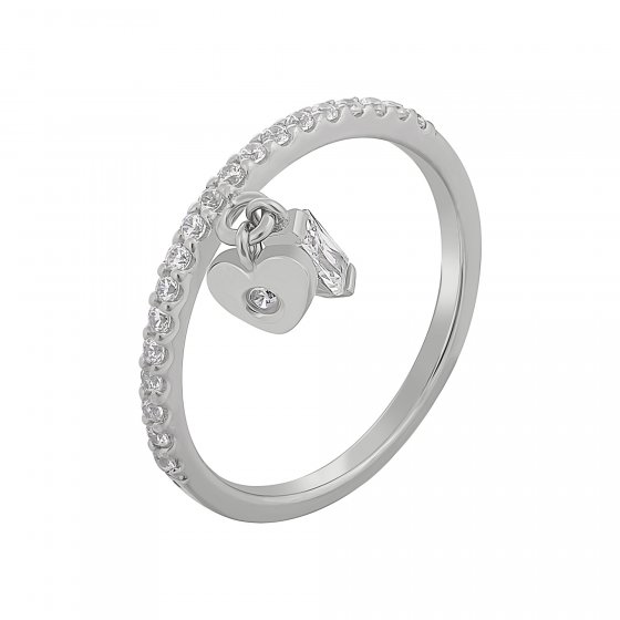 Ring 925 Silber rhodiniert mit Anhängern Herz Zirkonia 