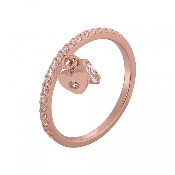 Ring 925 Silber rosévergoldet mit Anhängern Herz Zirkonia 