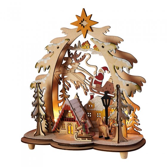 Beleuchteter Holzbogen „Weihnachtsidylle”