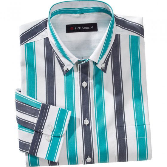 Maritimes Streifenhemd,Gr.XL XL | Grün#Blau-gestreift