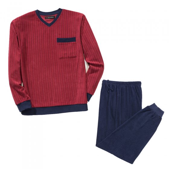 Frottee-Schlafanzug,XL XL | Rot#Marine