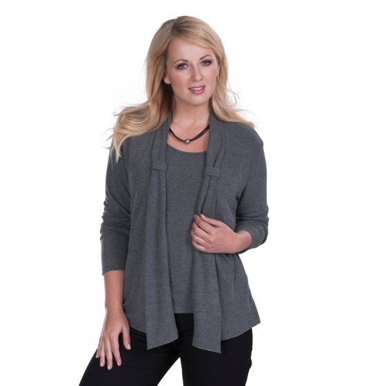 Langarm-Shirt,2in1,grau-mel. 46 | Grau-meliert