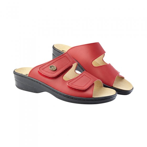 Pantolette Leder Uni,rot,37 37 | Rot