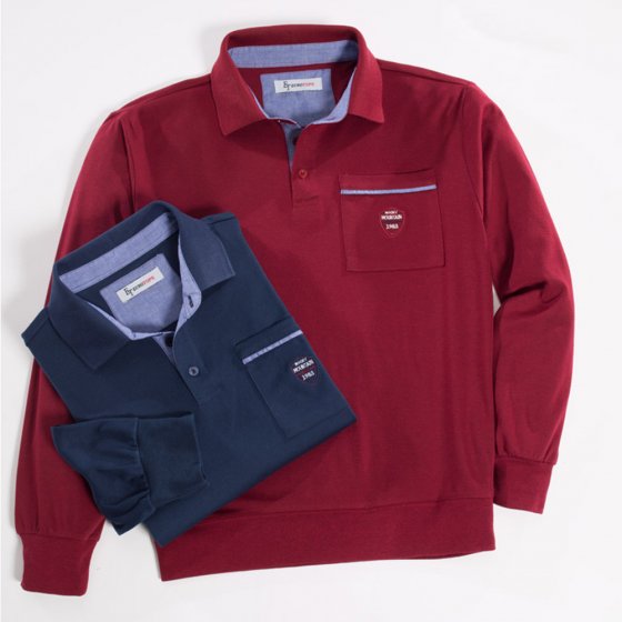 Interlock-Langarmshirt,Set L | Marine#Bordeaux