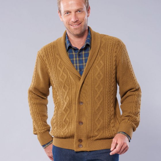 Klassi. Merino Strickjacke,L L | Messing