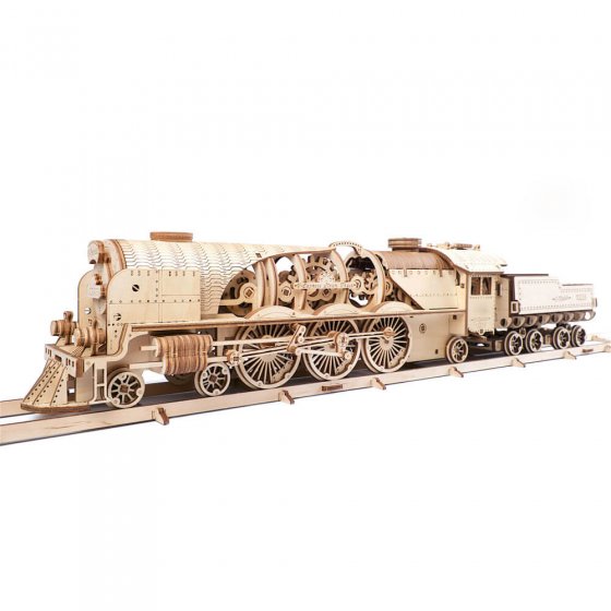 Holzmodell Dampflokomotive mit Tender 