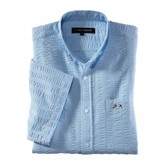 Seersuckerhemd mit Stehkragen 