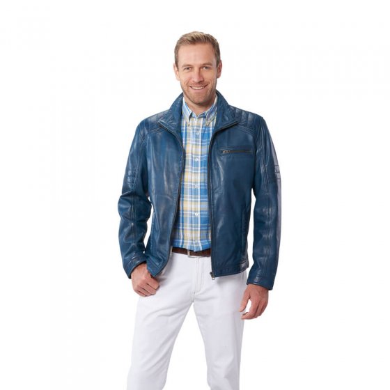 Modische Lederjacke, Blau 52 | Blau