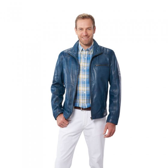 Modische Lederjacke, Blau 60 | Blau