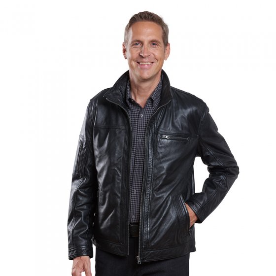 Lamm-Nappa Lederjacke, schwarz 52 | Schwarz