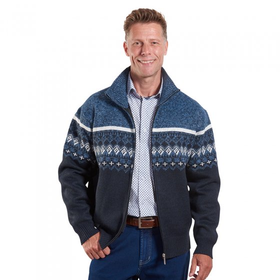 Strickjacke i.Norwegerstil,bla XXL | Blau