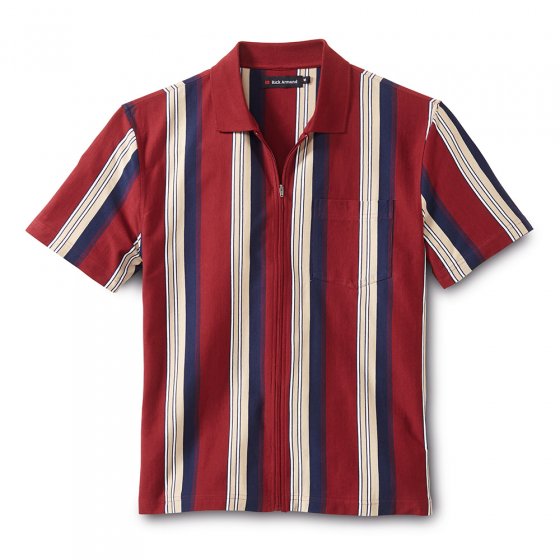 Poloshirt m. Ganzreißver.borde XXL | Bordeaux-gestreift