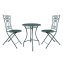 Bistro Sitzgruppe Metall weiß Tisch mit 2 Stühlen Balkon Set Gartenmöbel - 2